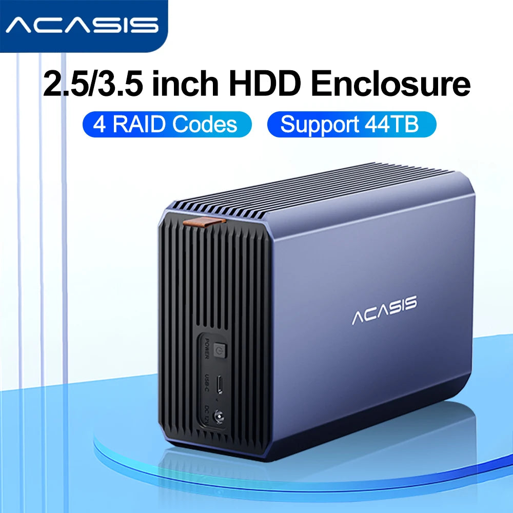 Acasis 2.5/3.5 Inch SATA RAID Storage Enclosure Dual Bay Hard Drive Docking Station SATA TO USB Hard Disk Array With Four RAID